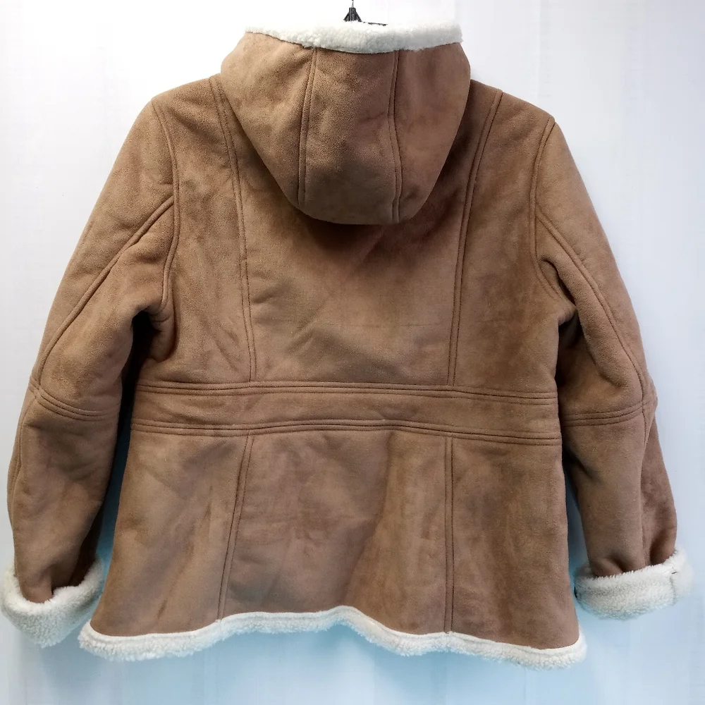 Details Women's Winter Faux Fur Hooded Sherpa Lined Jacket - L - Picture 6 of 8
